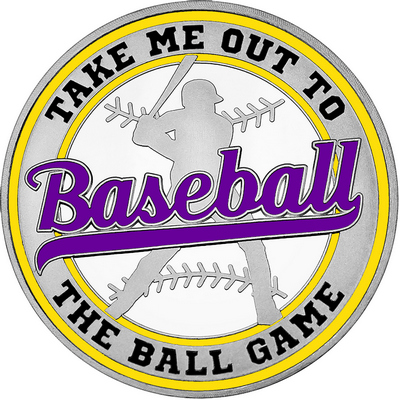 Purple "Baseball" with Yellow Outer Circular Borders